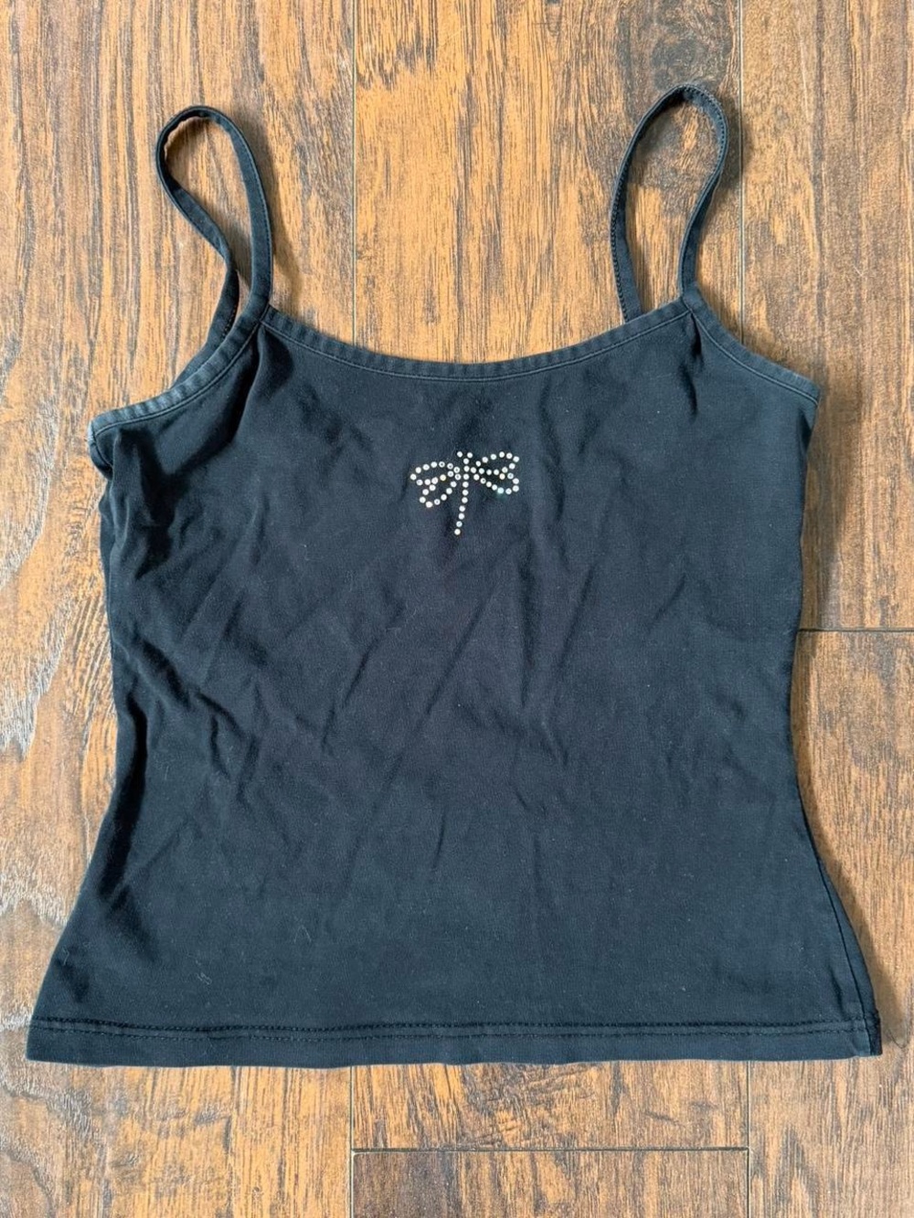 Black Butterly Rhinestone Cami Top